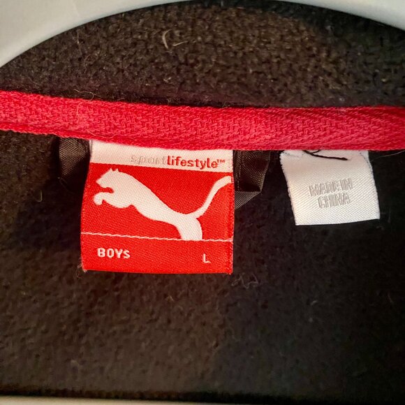 Puma Boys Jacket, Black with Red Accents, Size L. - Picture 8 of 11